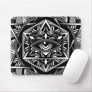 Egypte: Oosterse Oog Mandala Black Muismat