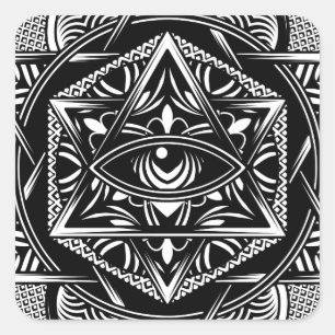 Egypte: Oosterse Oog Mandala Black Vierkante Sticker