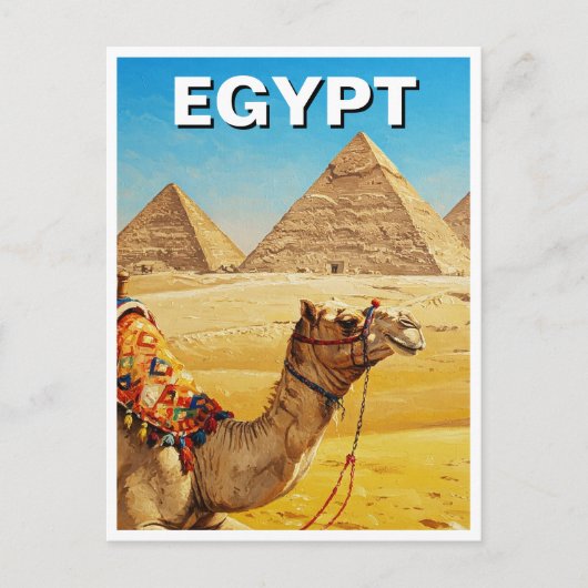 Egypte Sfinx Piramides van Giza Camel Briefkaart (Voorkant)