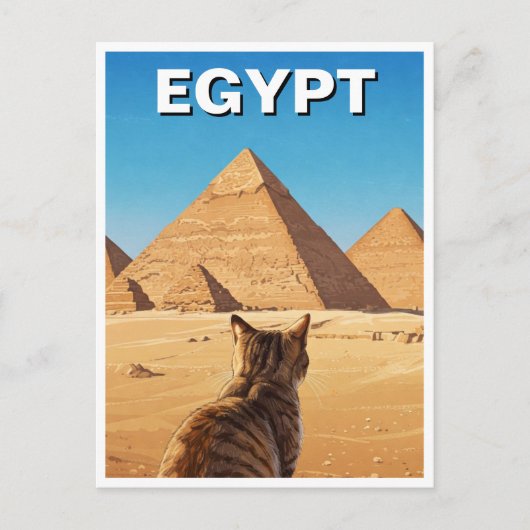 Egypte Sfinx Piramides van Gizeh Cat Briefkaart (Voorkant)