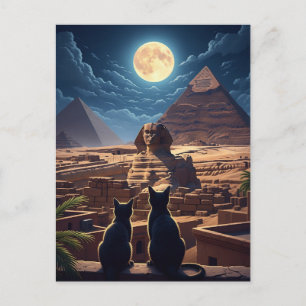 Egypte Sfinx Piramides van Gizeh Katten Briefkaart