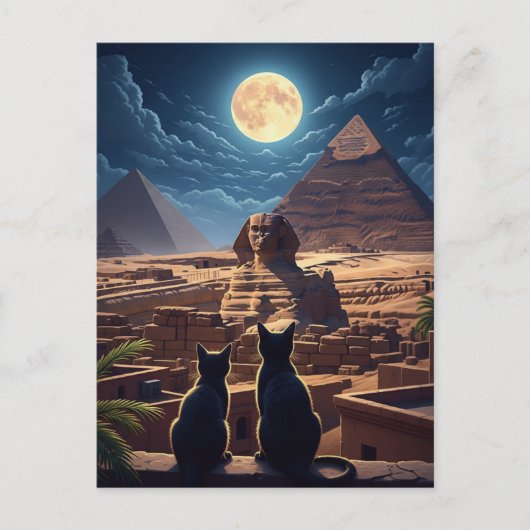 Egypte Sfinx Piramides van Gizeh Katten Briefkaart (Voorkant)