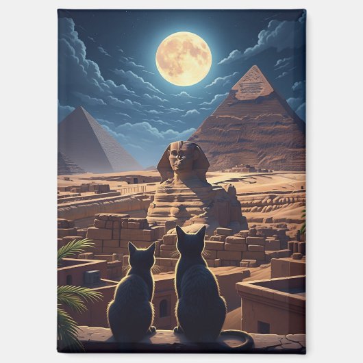 Egypte Sfinx Piramides van Gizeh Katten Magneet (Voorkant)