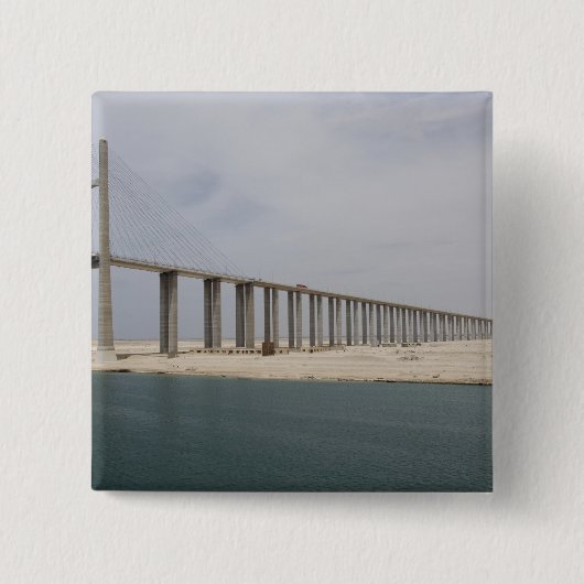 Egypte, Suez Canal. Peace Bridge Vierkante Button 5,1 Cm (Voorkant)