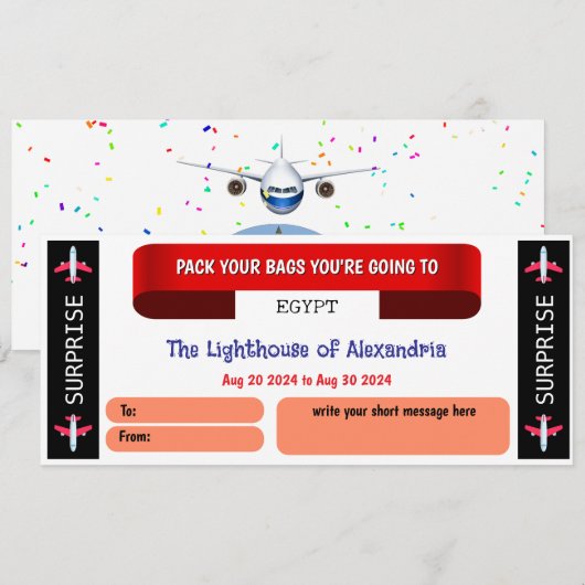 Egypte Travel Gift Voucher (Voorkant / Achterkant)