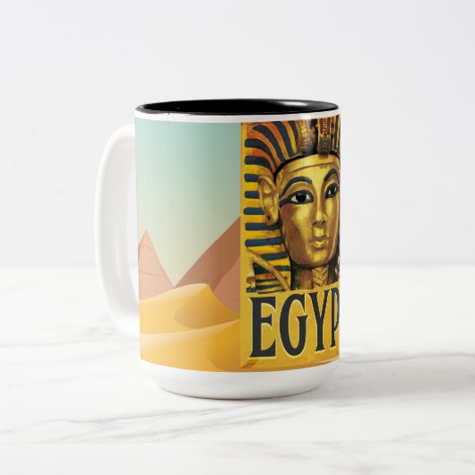 Egypte - Tutankhamun Tweekleurige Koffiemok (Voorkant links)