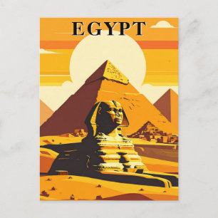 Egypte Vintage Reizen Sfinx en Piramides Briefkaart