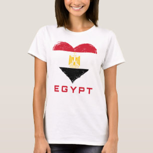 Egypte Vlag Hart Verdrietig Vrouwen Wit T-shirt