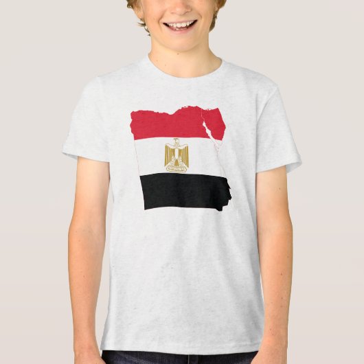Egypte Vlag Kaart Tri-Blend Shirt (Voorkant)
