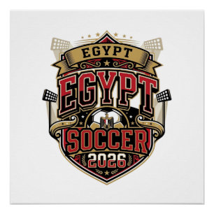 Egypte Voetbal 2026 Voetbal Vet Land Typografie G Perfect Poster