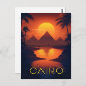 Egypte Zonsondergang: Piramides en de Nijl Briefkaart (Voorkant / Achterkant)