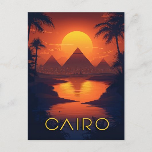 Egypte Zonsondergang: Piramides en de Nijl Briefkaart (Voorkant)