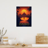 Egypte Zonsondergang: Piramides en de Nijl Poster (Keuken)