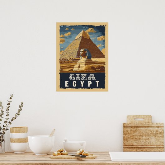  Egyptenaar: Grote Piramide van Gizeh Reizen Poster (Keuken)