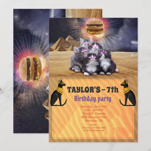 Egyptenaren Katten Uitnodiging (Voorkant / Achterkant)