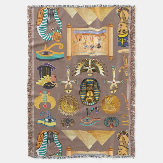 Egyptian Ancient Hieroglyphic Pattern Symbol Deken (Voorkant Verticaal)