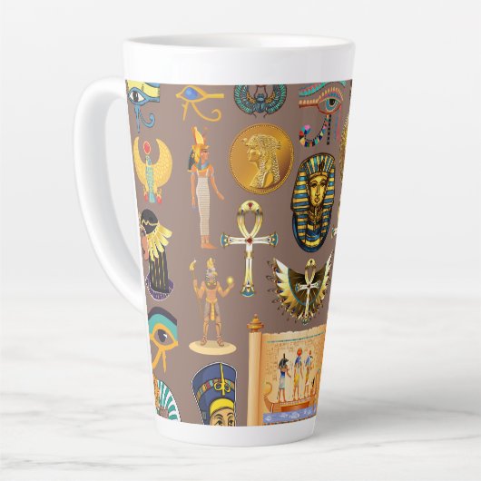 Egyptian Ancient Hieroglyphic Pattern Symbol Latte Mok (Linkerhoek)