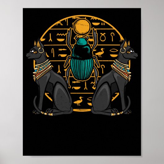 Egyptian Bastet Cat Scarab Egypt History Poster (Voorkant)
