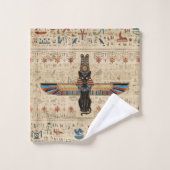 Egyptian Cat - Bastet on papyrus Bad Handdoek (Wasdoekje)