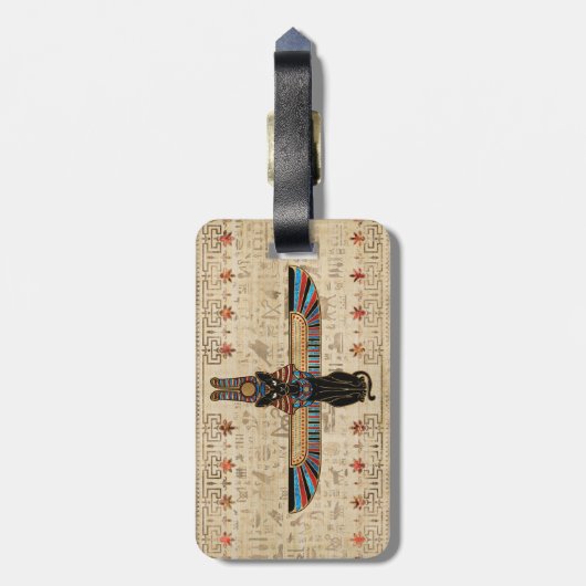 Egyptian Cat - Bastet on papyrus Bagagelabel (Achterkant verticaal)
