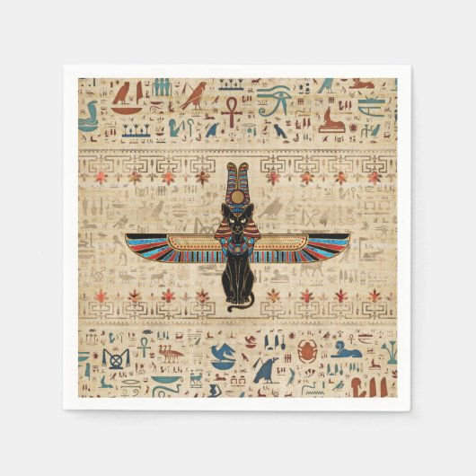 Egyptian Cat - Bastet on papyrus Servet (Voorkant)