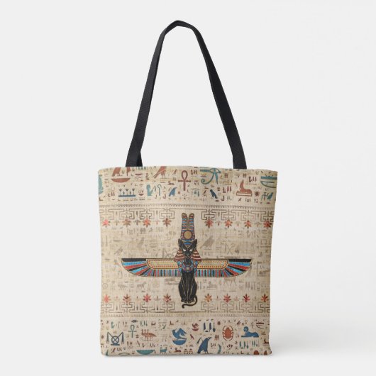 Egyptian Cat - Bastet on papyrus Tote Bag (Achterkant)
