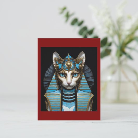 Egyptian cat pharaoh briefkaart (Staand voorkant)