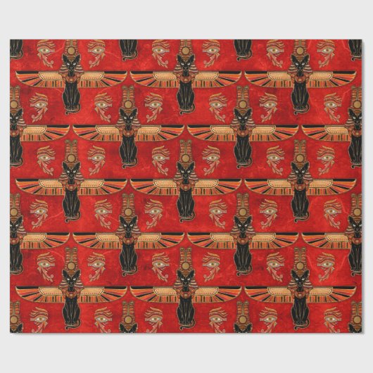 Egyptian Cats and Eye of Horus pattern Cadeaupapier (Vlak)