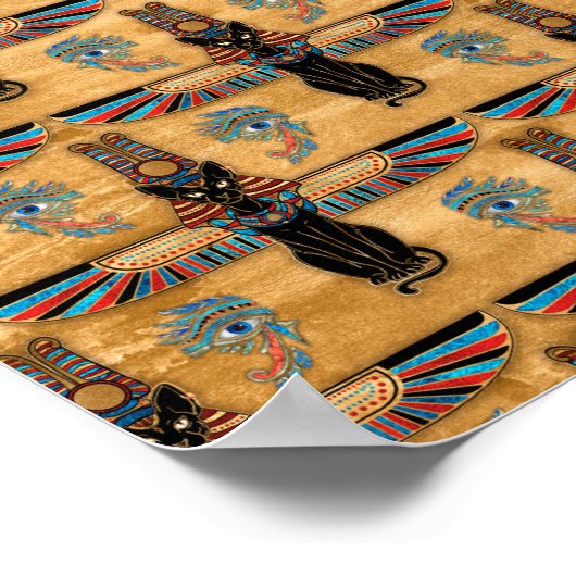 Egyptian Cats and Eye of Horus pattern Poster (Hoek)