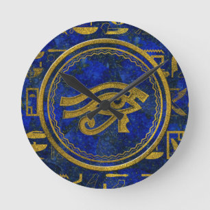 Egyptian Eye of Horus - Wadjet Lapis Lazuli Ronde Klok