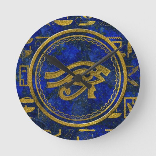 Egyptian Eye of Horus - Wadjet Lapis Lazuli Ronde Klok (Voorkant)