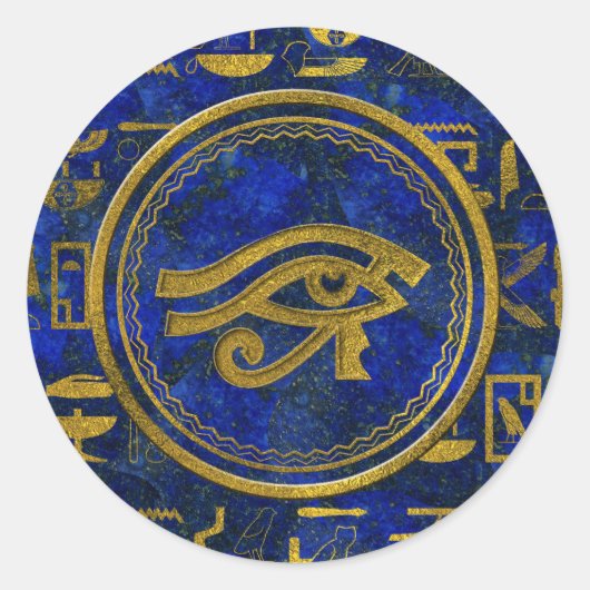 Egyptian Eye of Horus - Wadjet Lapis Lazuli Ronde Sticker (Voorkant)