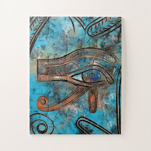 Egyptian Eye of Horus - Wadjet - Mixed Media Legpuzzel (Verticaal)