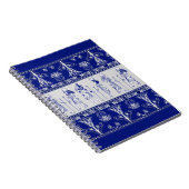 Egyptian Gods and Ornamental border - blue grey Notitieboek (Rechterzijde)