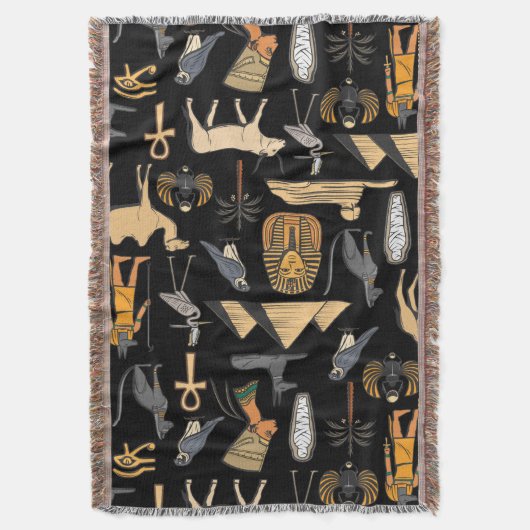  Egyptian Hieroglyphic Symbol Pattern Background   Deken (Voorkant Verticaal)