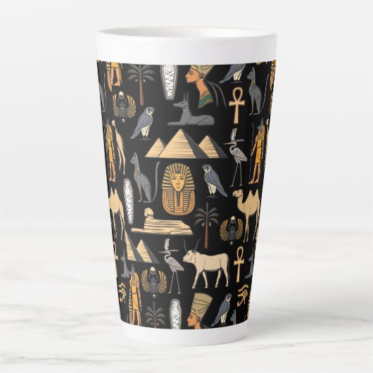  Egyptian Hieroglyphic Symbol Pattern Background   Latte Mok (Voorkant)