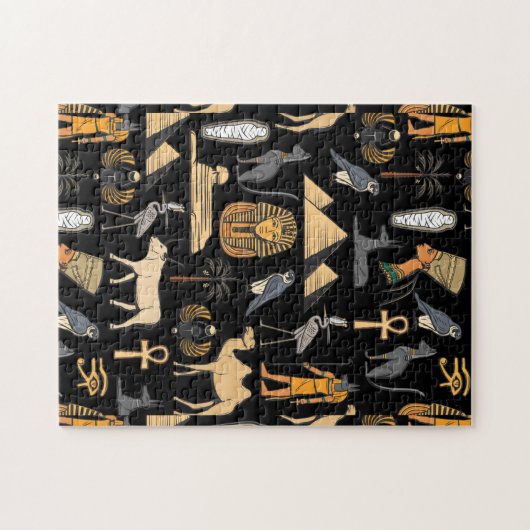 Egyptian Hieroglyphic Symbol Pattern Background Legpuzzel (Horizontaal)