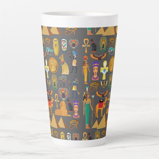 Egyptian Hieroglyphic Symbol Pattern pharaoh      Latte Mok (Voorkant)