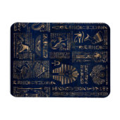 Egyptian hieroglyphs and deities gold on marble magneet (Horizontaal)