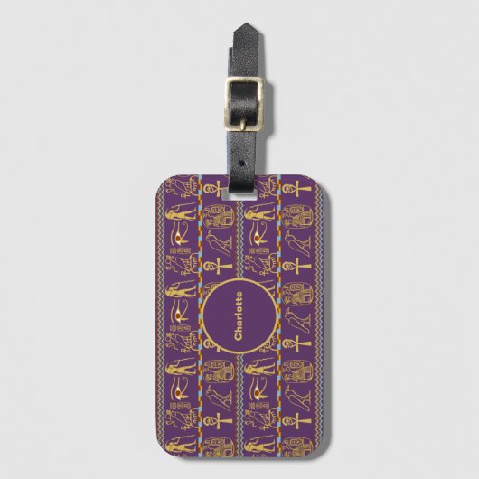 Egyptian Hieroglyphs Pattern Persoonlijk Bagagelabel (Voorkant (verticaal))