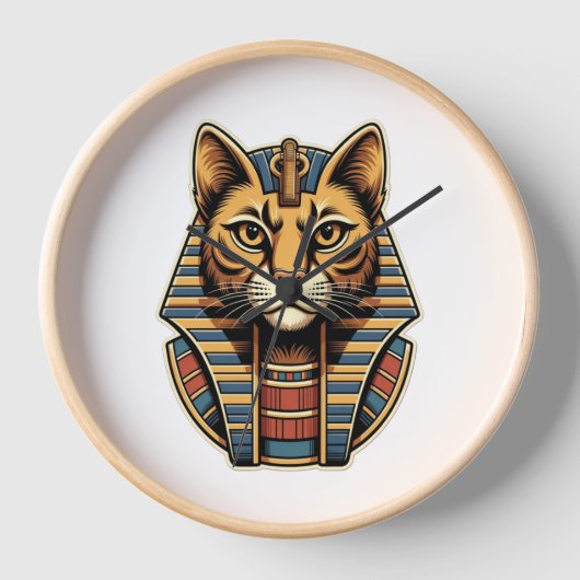Egyptian Pharaoh Cat Wall Clock (Voorkant)