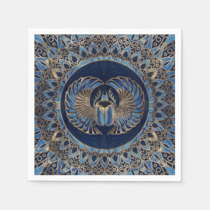 Egyptian Scarab Beetle Gold and Blue Marble Servet