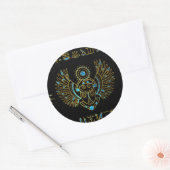 Egyptian Scarab Beetle Gold and blue stained glass Ronde Sticker (Envelop)