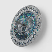 Egyptian Scarab Beetle Silver and Abalone Ronde Klok (Hoek)