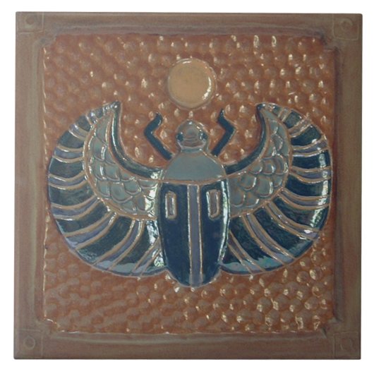 Egyptian Winged Scarab Tile Tegeltje (Voorkant)