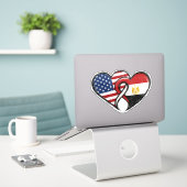 Egyptisch Amerikaanse Hartenvlaggen Sticker (Laptop op bureau)