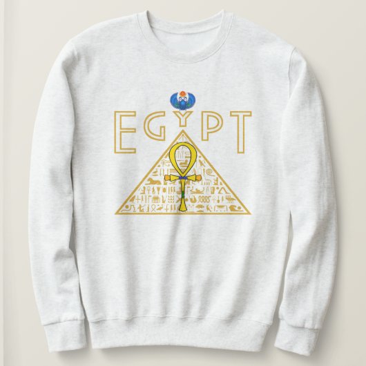 Egyptisch, Ankh, Pyramid en Blue Scarab Sweatshirt (Design voorkant)