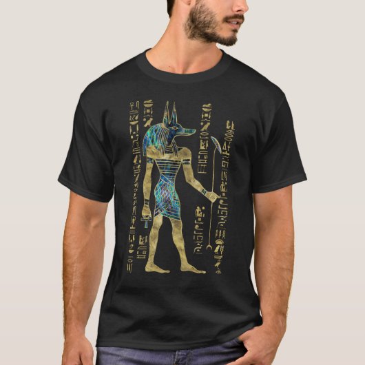 Egyptisch Anubis Ornament Gold en Abalone T-shirt (Voorkant)