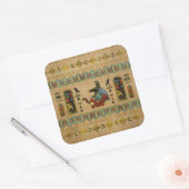 Egyptisch Anubis Ornament op papyrus Vierkante Sticker (Envelop)