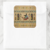 Egyptisch Anubis Ornament op papyrus Vierkante Sticker (Tas)